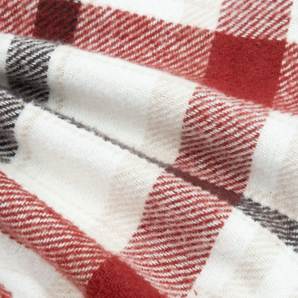 BIG POCKET FLANNEL SHIRT - WHITE/BRANDY BROWN