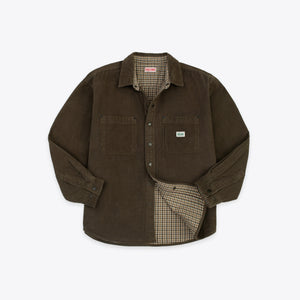 Dubbleware - Dubbleware Lined Snap Overshirt - Brown Corduroy -  - Alternative View 1