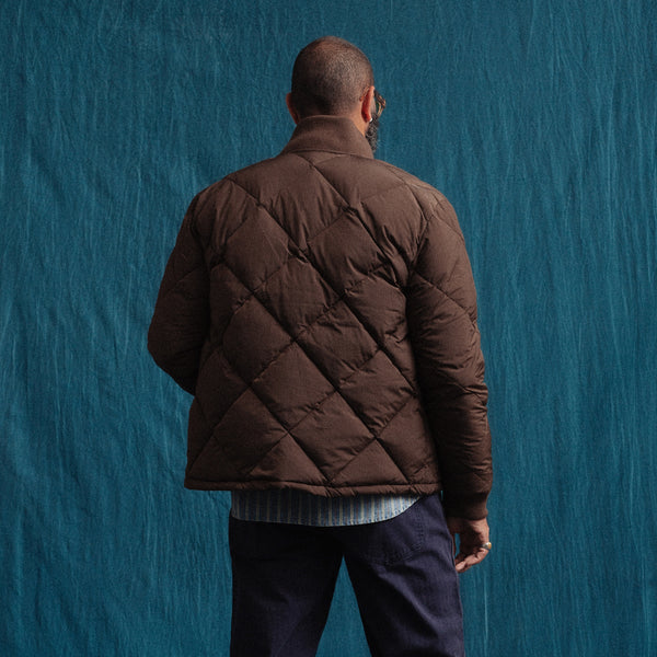 DUBBLE DOWN DIAMOND QUILTED JACKET - CHOCOLATE