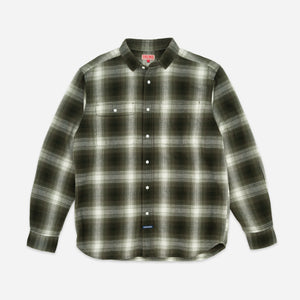 Dubbleware - HERITAGE CHECK WORKSHIRT - MOSS/GREY -  - Main Front View