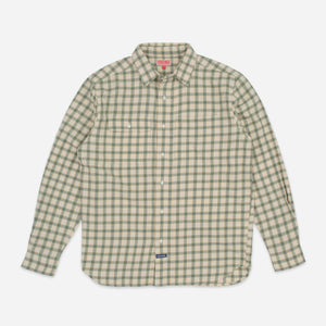 Dubbleware - HERITAGE SMALL CHECK SHIRT - GREEN/BEIGE -  - Main Front View