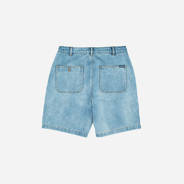 PATCH POCKET DENIM SHORT - BLEACHED BLUE