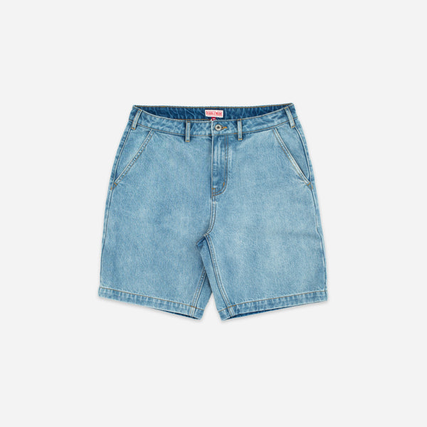 PATCH POCKET DENIM SHORT - BLEACHED BLUE