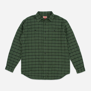 Dubbleware - POP CHECK PLAID SHIRT - GREEN/BLACK -  - Main Front View