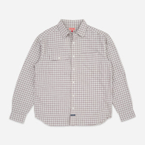 Dubbleware - HERITAGE SMALL CHECK SHIRT - BEIGE/BROWN -  - Main Front View