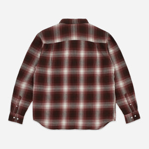 Dubbleware - HERITAGE CHECK WORKSHIRT - BROWN/MAROON PLAID -  - Alternative View 1