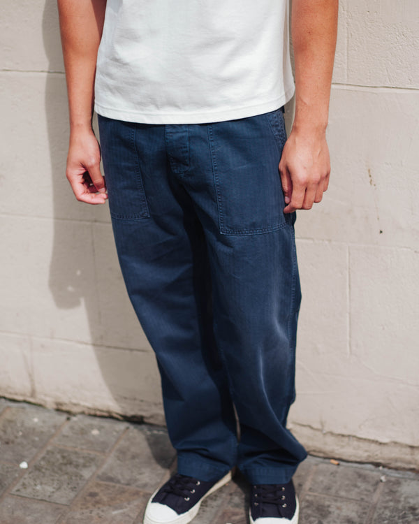 HERRINGBONE FATIGUE PANT - NAVY