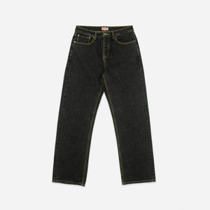 Dubbleware - SELVEDGE STRAIGHT LEG WORK DENIM JEANS - BLACK WASH -  - Main Front View
