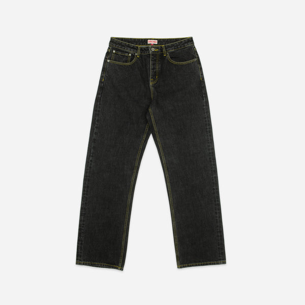 SELVEDGE STRAIGHT LEG WORK DENIM JEANS - BLACK WASH
