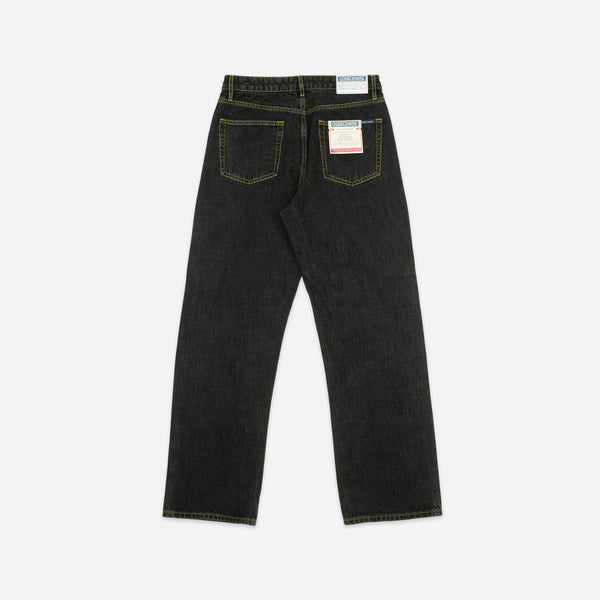 SELVEDGE STRAIGHT LEG WORK DENIM JEANS - BLACK WASH
