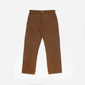 Dubbleware - HERRINGBONE FATIGUE PANT - BROWN -  - Main Front View