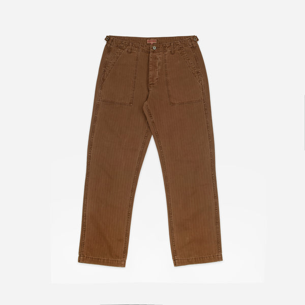 HERRINGBONE FATIGUE PANT - BROWN