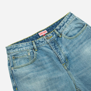 Dubbleware - SELVEDGE STRAIGHT LEG WORK DENIM JEANS - STONE WASH -  - Alternative View 1