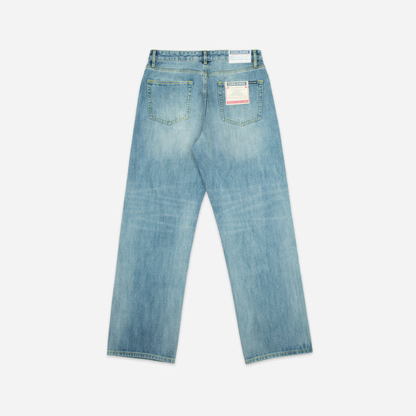 SELVEDGE STRAIGHT LEG WORK DENIM JEANS - STONE WASH
