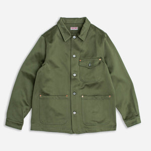 Dubbleware - HEAVY SATEEN WORK JACKET - MILITARY GREEN -  - Main Front View