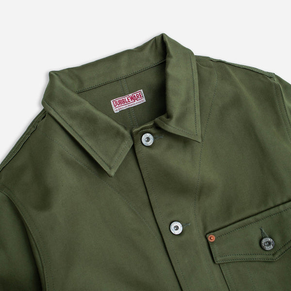 HEAVY SATEEN WORK JACKET - MILITARY GREEN