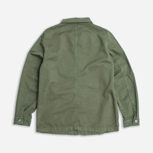 Dubbleware - HEAVY WASH HERRINGBONE WORK JACKET - GREEN -  - Alternative View 1