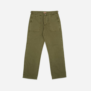 Dubbleware - HERRINGBONE FATIGUE PANT - GREEN -  - Main Front View