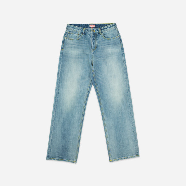 SELVEDGE STRAIGHT LEG WORK DENIM JEANS - STONE WASH