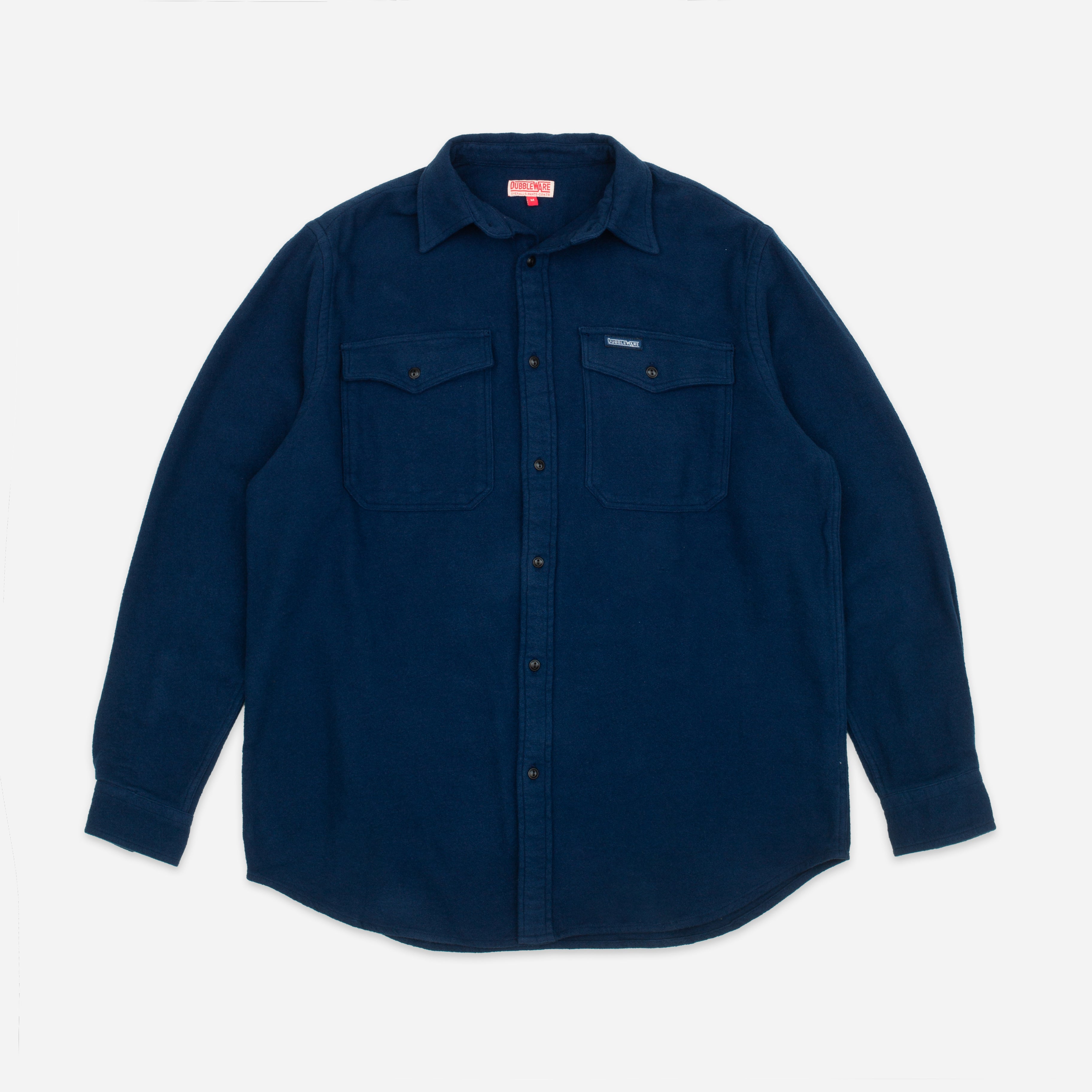 Dubbleware NOTCHED POCKET HEAVY FLANNEL OVERSHIRT - NAVY - The