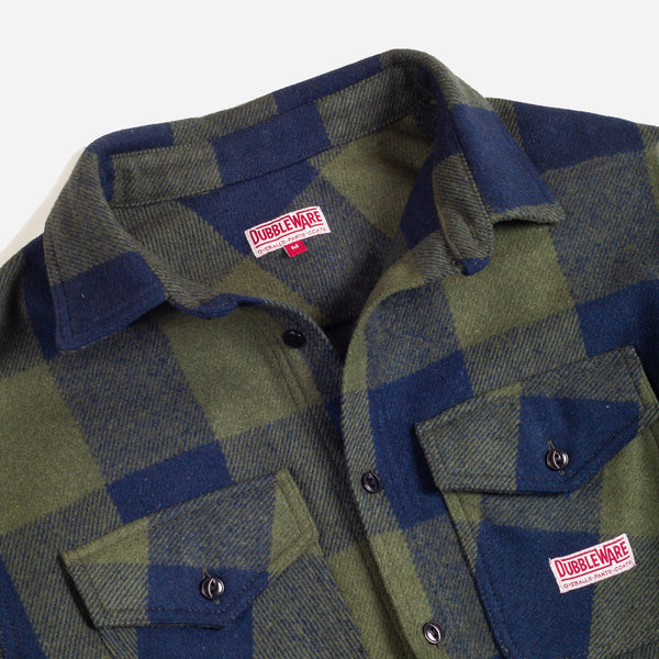 MEDFORD CHECKED WORK SHIRT - OLIVE / BLACK