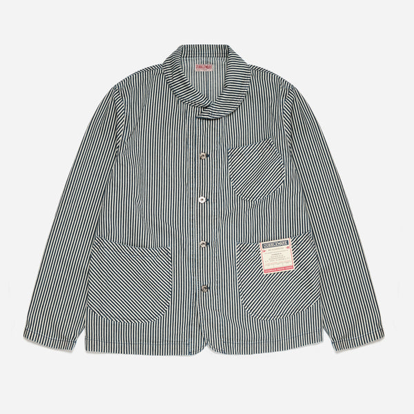 CHORE JACKET MADE IN ITALY - WASHED HICKORY BLUE/WHITE