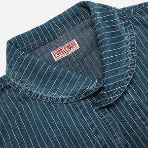 Dubbleware - CHORE JACKET MADE IN ITALY - WASHED PINSTRIPE NAVY -  - Alternative View 1