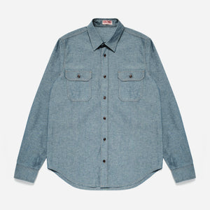 Dubbleware - MADE IN ITALY DALTON CHAMBRAY SHIRT - BLUE -  - Main Front View