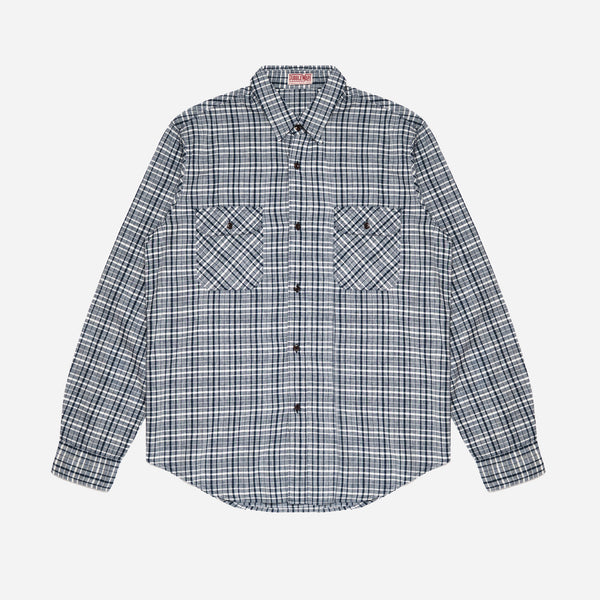 PLAID BUTTON DOWN SHIRT MADE IN ITALY - WHITE/BLUE CHECK