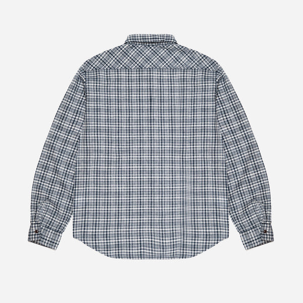 PLAID BUTTON DOWN SHIRT MADE IN ITALY - WHITE/BLUE CHECK