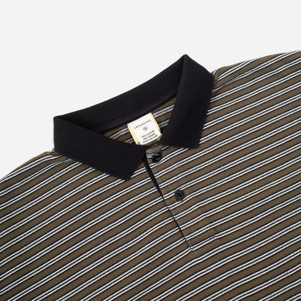 STRIPE PIQUE POLO - OLIVE