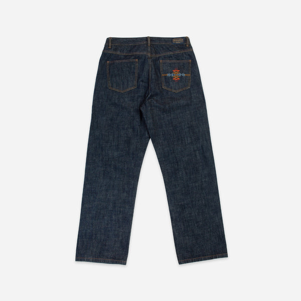 SELVEDGE NEEDLEWORK STRAIGHT DENIM JEANS - INDIGO ONE WASH