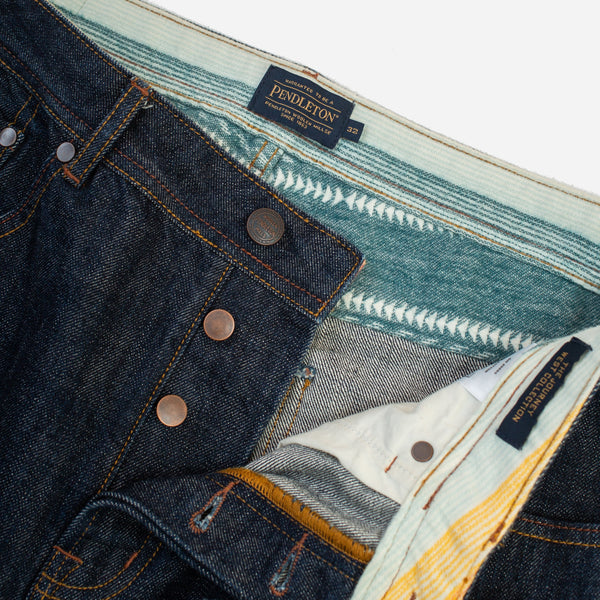SELVEDGE NEEDLEWORK STRAIGHT DENIM JEANS - INDIGO ONE WASH