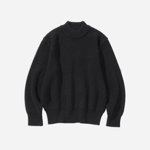 Uniform Bridge - FISHERMAN WOOL CREW NECK KNIT - BLACK -  - Main Front View