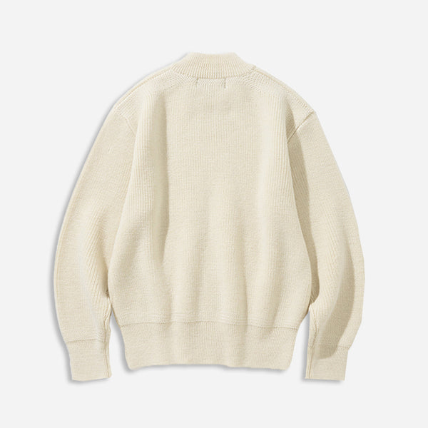 FISHERMAN WOOL CREW NECK KNIT - CREAM