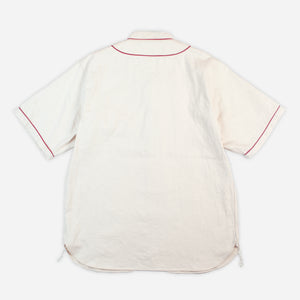 FOB Factory - NATURAL COTTON BASEBALL SHIRT - ECRU/RED -  - Alternative View 1