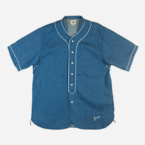 FOB Factory - NATURAL COTTON BASEBALL SHIRT - NAVY/WHITE -  - Main Front View