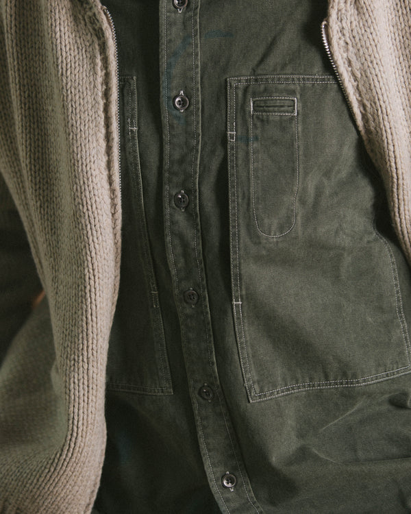 WASHED CARPENTER POCKET WORK SHIRT - CHARCOAL