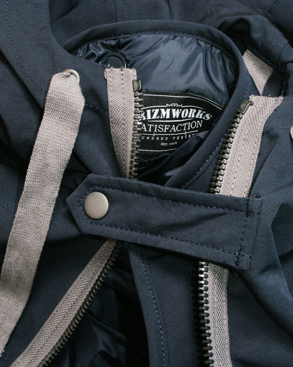 SMOCK 2 IN 1 HOODED PARKA JACKET - NAVY