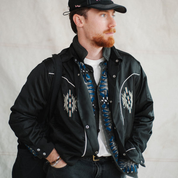 WESTERN SATIN SHIRT - BLACK