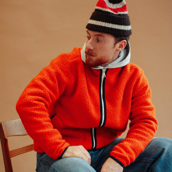 BOUCLE WOOL FLEECE JACKET - ORANGE