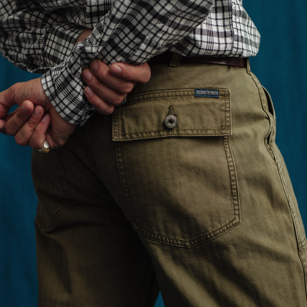 HERRINGBONE FATIGUE PANT - GREEN