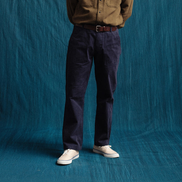 HERRINGBONE FATIGUE PANT - NAVY