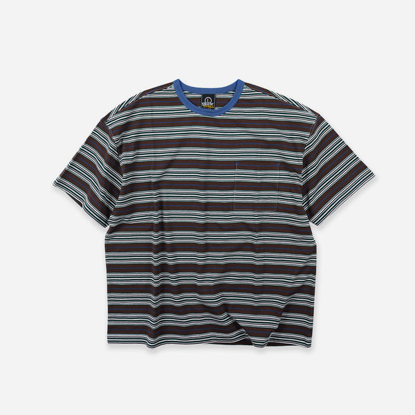 HORIZON STRIPE HALF T-SHIRT - BROWN
