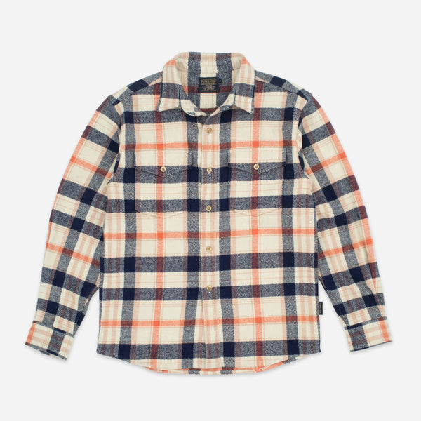 BIG POCKET FLANNEL SHIRT - SILVER LINING/ORANGE-BLUE