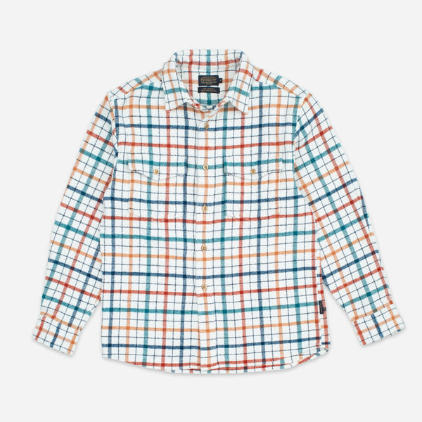 BIG POCKET FLANNEL SHIRT - SAXONY BLUE/WHITE-RED
