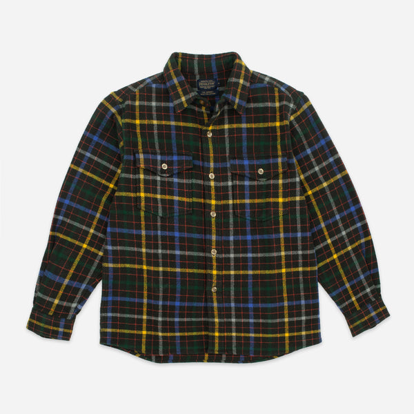 BIG POCKET FLANNEL SHIRT - PEAT/BLUE-YELLOW
