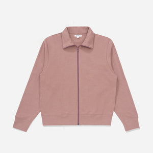 Lady White Co. - TEXTURED FULL ZIP TRACK TOP - DEEP MAUVE -  - Main Front View