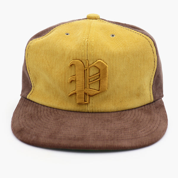 DYED CORDUROY CAP - BROWN/YELLOW