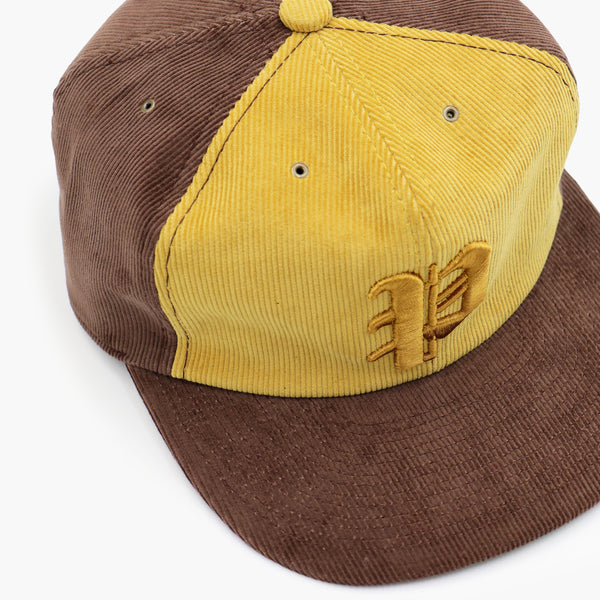 DYED CORDUROY CAP - BROWN/YELLOW
